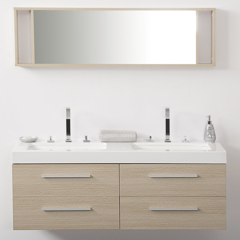 Ebern Designs 140cm Wall Mounted Double Sink Vanity Unit Wayfair.co.uk